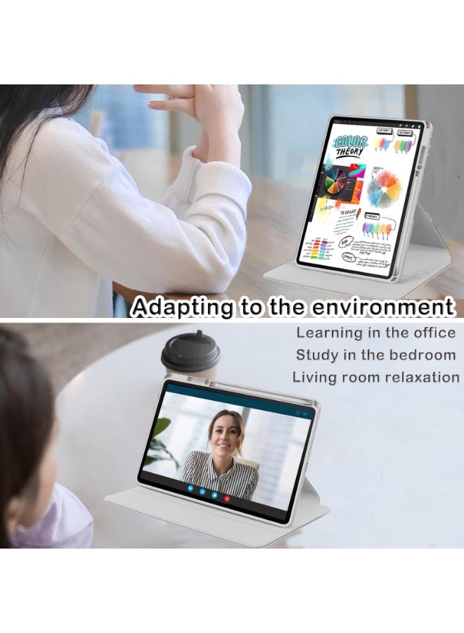 للآيباد 2022 (10th) 10.9 بوصة غطاء القضية، القضية الحماية اللوحية، الاكريليك 360 ° تصميم الدوار، التلقائي الاستيقاظ / النوم، الجلد الناعم، الرمادي - Image 5